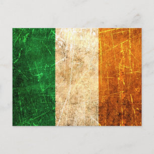 Kratzige und abgenutzte Vintage-Irlandflagge Postkarte