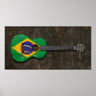 Kratzte und abgenutzte brasilianische Fahne Acoust Poster