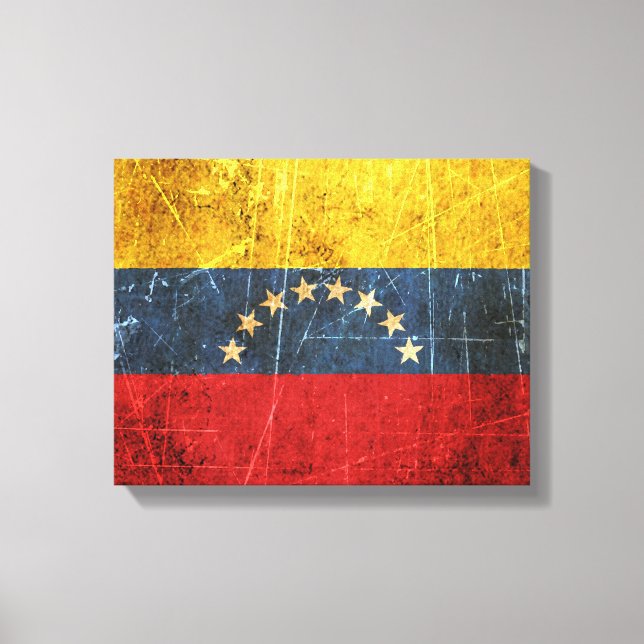 Kratzte und abgenutzte Vintage venezolanische Flag Leinwanddruck (Vorderseite)