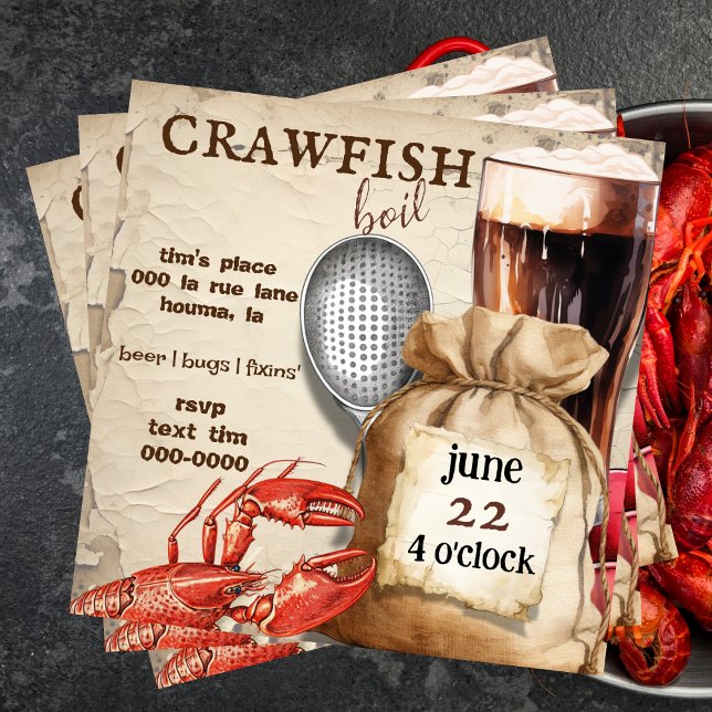 Kraubfisch | Mudbugs und Bier - Party Einladung (Mudbug crawfish boil customizable party invitation)