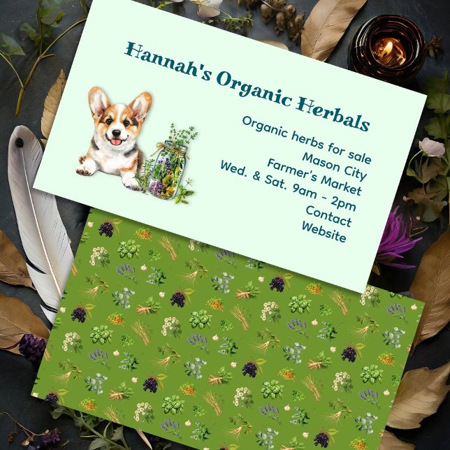 Kräuter Kräuterheilung Botanicals Corgi Visitenkarte (Von Creator hochgeladen)