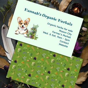 Kräuter Kräuterkundler Heilung Botanik Corgi Visitenkarte