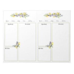 Kräuter Lemons Mini Binder No Lines Rezept Seiten Notizblock