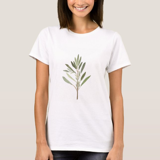Kräuter Pflanze Küche Garten Aquarell T-Shirt (Vorderseite)