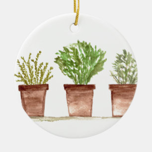 Kräuter Salbei Rosmarin Thymian botanische Pflanze Keramik Ornament