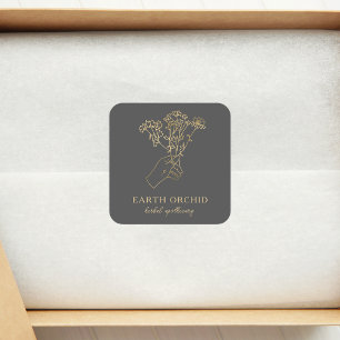 Kräuter- und Blumenapotheke Gold Quadratischer Aufkleber