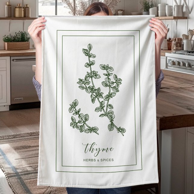 Kräuter und Gewürze Pflanze Thyme Grünes Küchentuc Geschirrtuch (Von Creator hochgeladen)