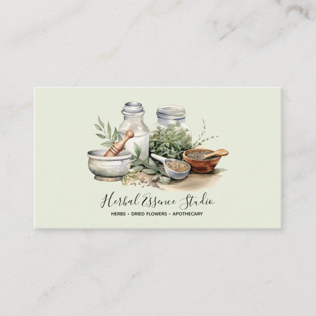 Kräuterapothecary Watercolor Visitenkarte (Vorderseite)