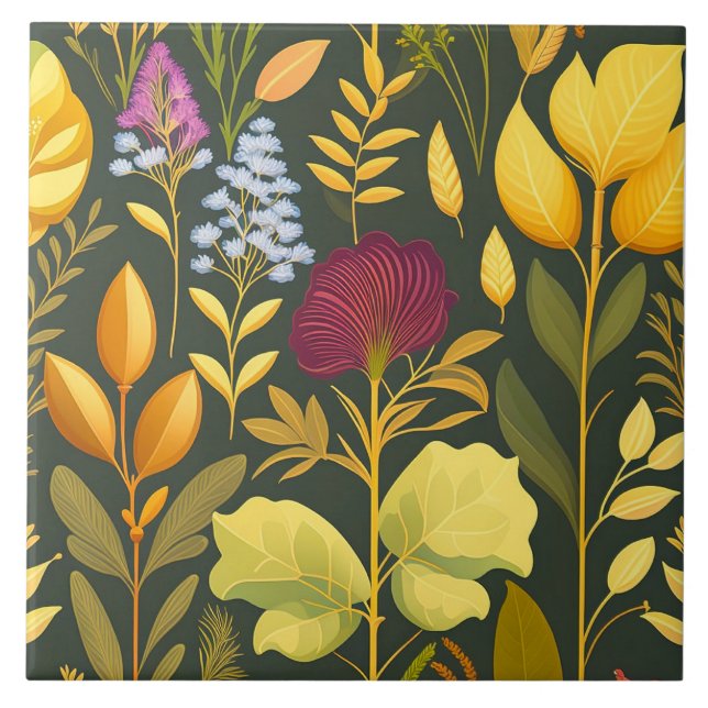 Kräuterdesign Keramik Tile Fliese (Vorderseite)