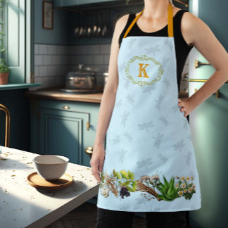 Kräuterdragonflies Monogram Schürze