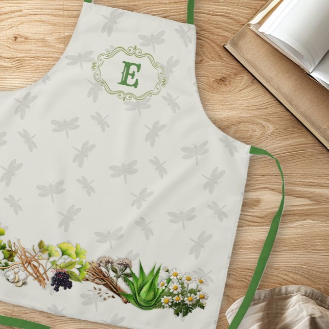 Kräuterdragonflies Monogram Schürze (Von Creator hochgeladen)