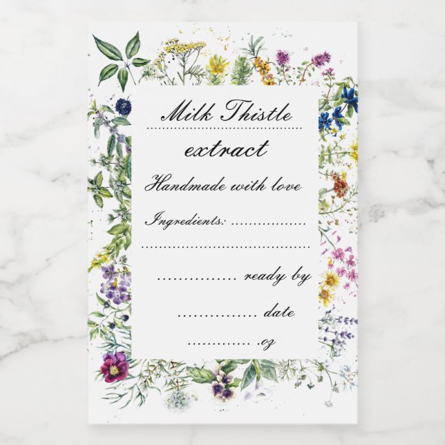 Kräutergarten handgemachte Extrakt Etikett Set (Einzelnes Label)