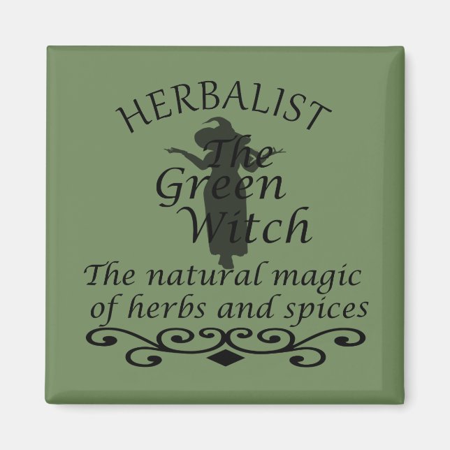 Kräutergrüne Hexenzauberei, Naturmedizin Magnet (Vorne)