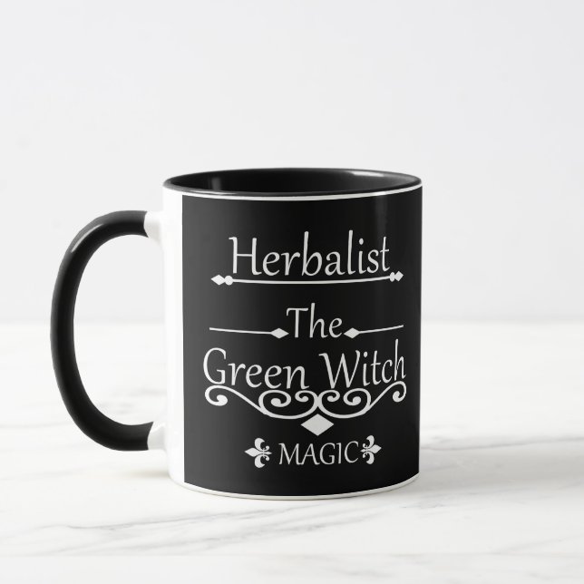 Kräutergrüne Hexenzauberei, Naturmedizin Tasse (Links)