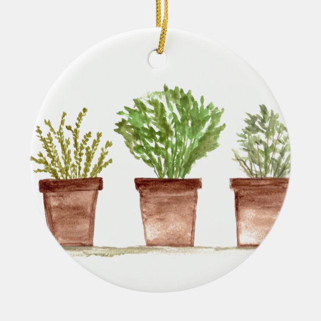 Kräuterhalle Salbei-Thymian-botanische Pflanze Keramik Ornament (Vorne)