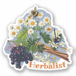 Kräuterkundige Mutterkrautblüten Holunderbeer-förm Aufkleber