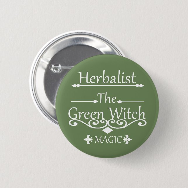 Kräuterkunst der grünen Hexenzauber Button (Vorne & Hinten)