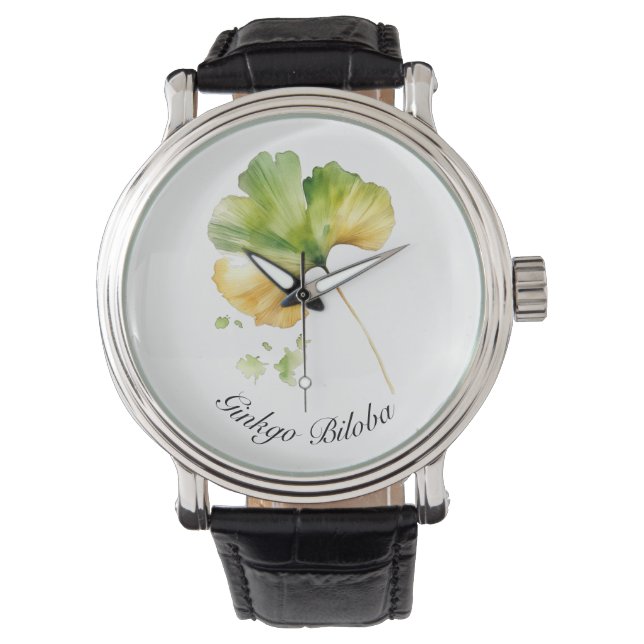 Kräuterleben: Ginkgo Biloba anpassbar Armbanduhr (Vorderseite)