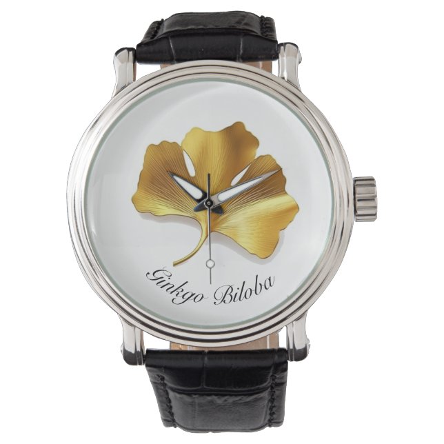 Kräuterleben: Golden Ginkgo Biloba individuell anp Armbanduhr (Vorderseite)