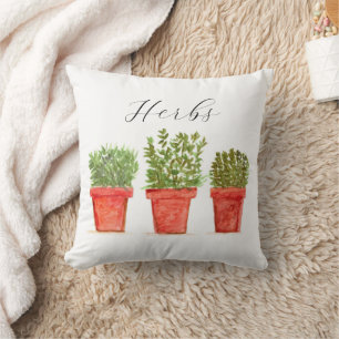 Kräuterpflanzen Blume Aquarellfläche Vintag botani Kissen