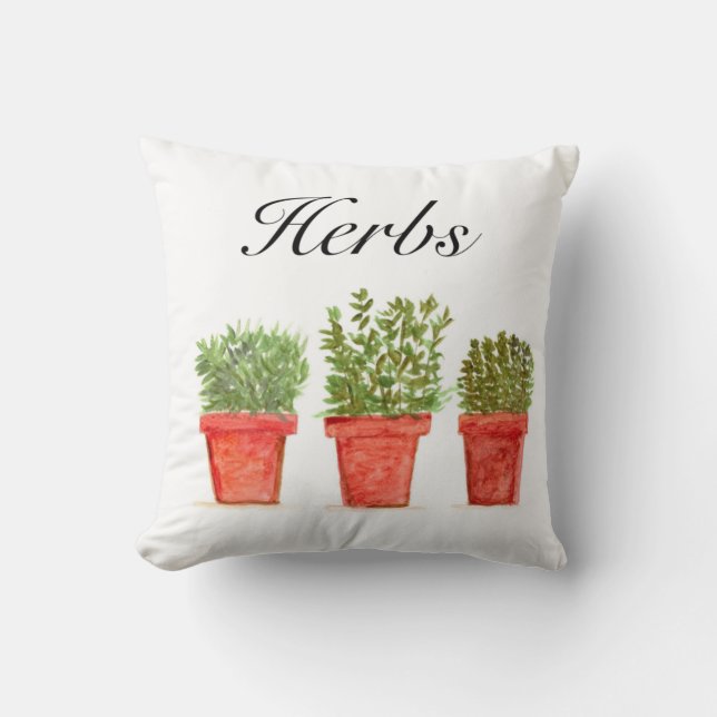 Kräuterpflanzen Thyme Rosemary Oregano Pflanze Pot Kissen (Vorderseite)