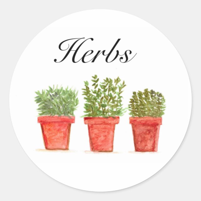 Kräuterpflanzen Thyme Rosemary Oregano Pflanze Pot Runder Aufkleber (Vorderseite)