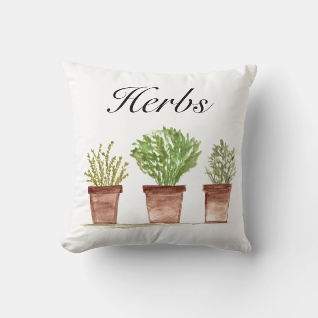 Kräuterpflanzen Thyme Rosemary Parsley Pflanze Pot Kissen (Vorderseite)