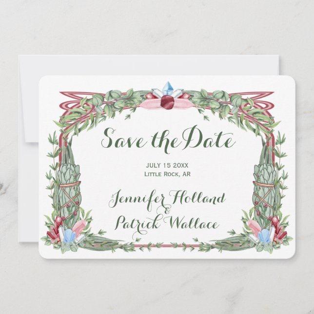 Kräuterpflanzen und Kristalle Save the Date (Vorderseite)