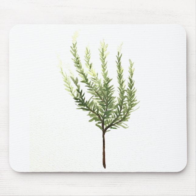 Kräuterrosmarin Vintage Pflanze Aquarell Mousepad (Vorne)