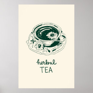 Kräutertee Kamille Cup Minimalistisches, gemütlich Poster