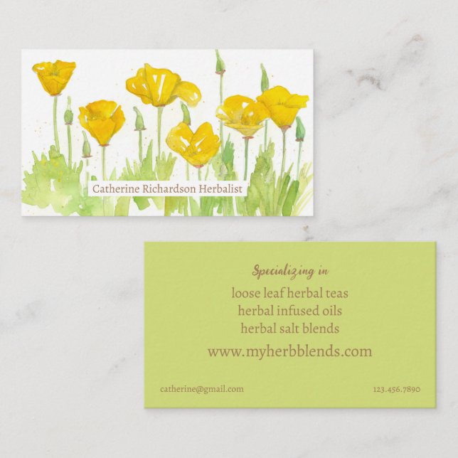 Kräutertees Blend California Poppy Blume Visitenkarte (Vorne/Hinten)