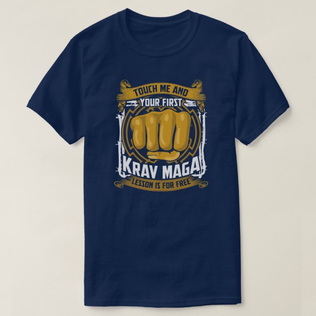 Krav Maga für Männer im Kampf gegen Selbstverteidi T-Shirt (Design vorne)