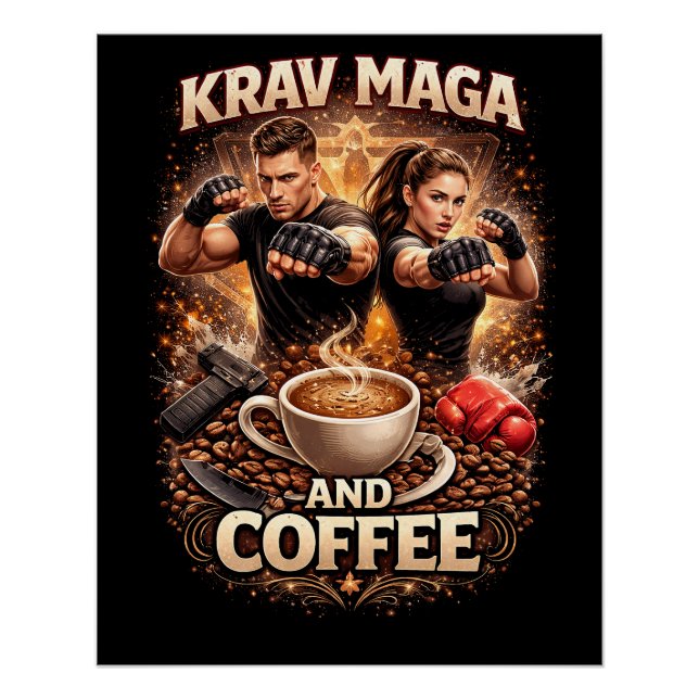 Krav Maga und Kaffee Poster (Vorderseite)