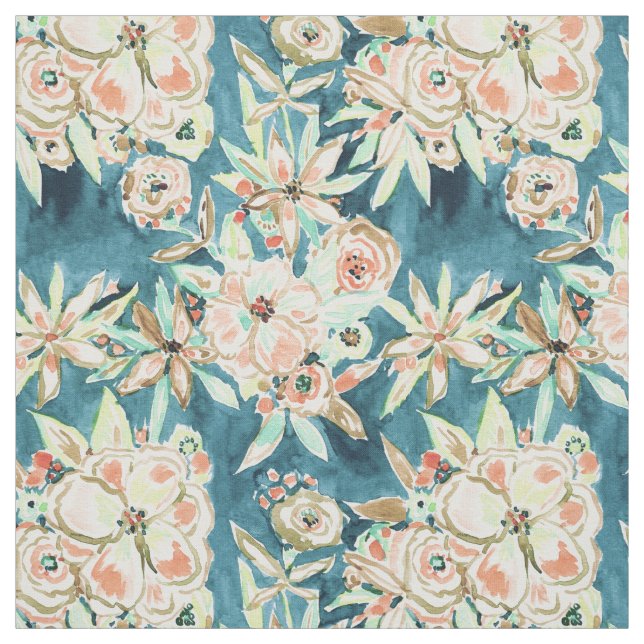 KRAWALL dunkles Aquarell Boho mit Blumen Stoff (Muster)