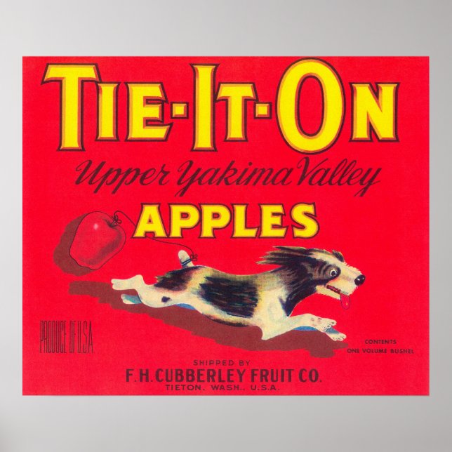 Krawatte auf dem Apple-Etikett (rot) - Tieton, WA Poster (Vorne)