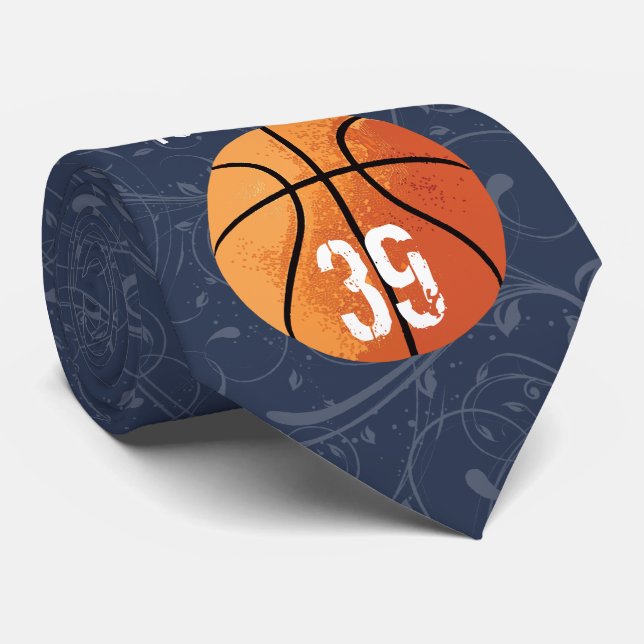 Krawatte Basketball (personalisierbar) (Gerollt)