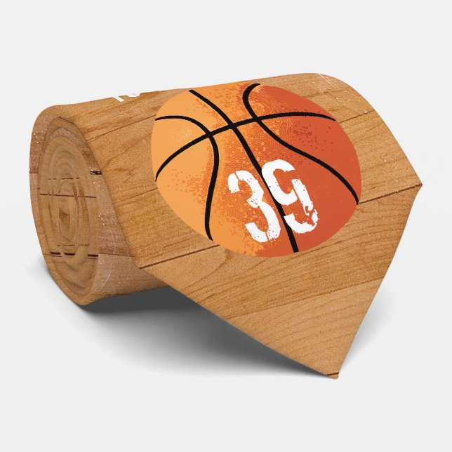 Krawatte Basketball (personalisierbar) (Gerollt)