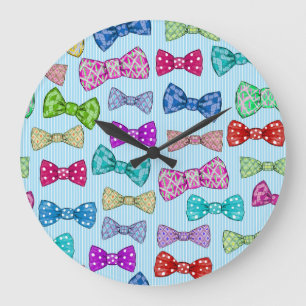 Krawatte, blaue Streifen, Aquarell. Große Wanduhr