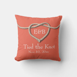 Krawatte der Knot Coral Burlap Outdoor Hochzeitski Kissen