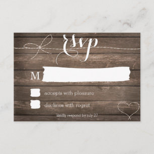 Krawatte der RSVP-Karte für das Knot Rustic Wood W RSVP Karte