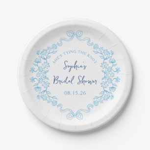 "Krawatte des Knotens" Etwas Blue Bow Brautparty Pappteller