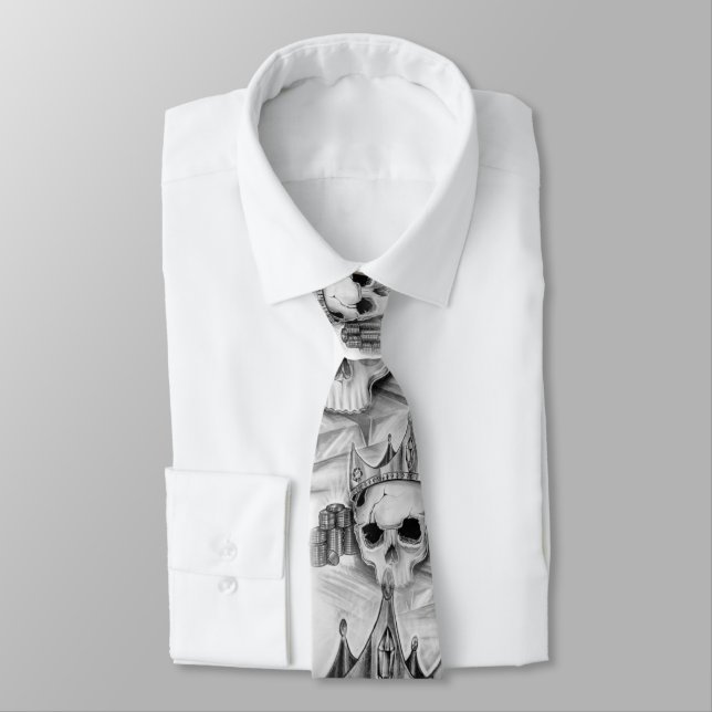 Krawatte des Totenkopfs mit Krone und Gold (Gebunden)