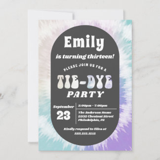 Krawatte Dye Birthday Party Girl Rainbow Sleepover Einladung