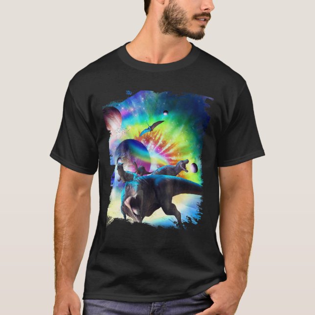 Krawatte Dye Dinosaur Space Galaxy Dinosaurier Reg T-Shirt (Vorderseite)