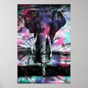 Krawatte-Dye-Elephant-Poster Poster