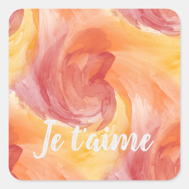 Krawatte-Dye Flame Rote Orangefarbene farbige Lieb Quadratischer Aufkleber (Vorderseite)