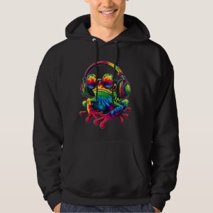 Krawatte-Dye Frog Peace Sign Hippie Frog mit Kopfh Hoodie