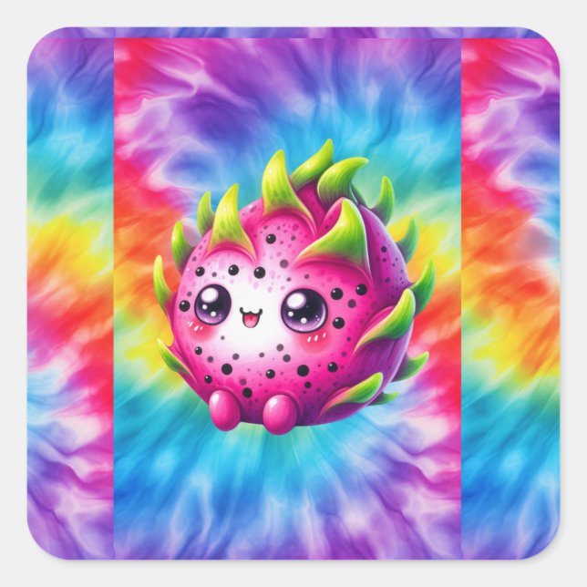Krawatte-Dye Happy Dragon Fruit Quadratischer Aufkleber (Vorderseite)