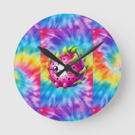 Krawatte-Dye Happy Dragon Fruit Runde Wanduhr