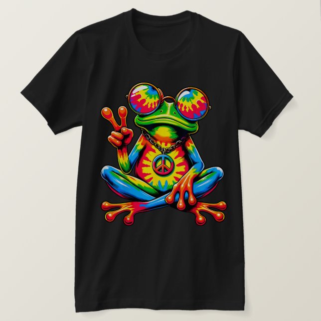 Krawatte Dye Peace Frog Peace Sign Hippie T-Shirt (Design vorne)